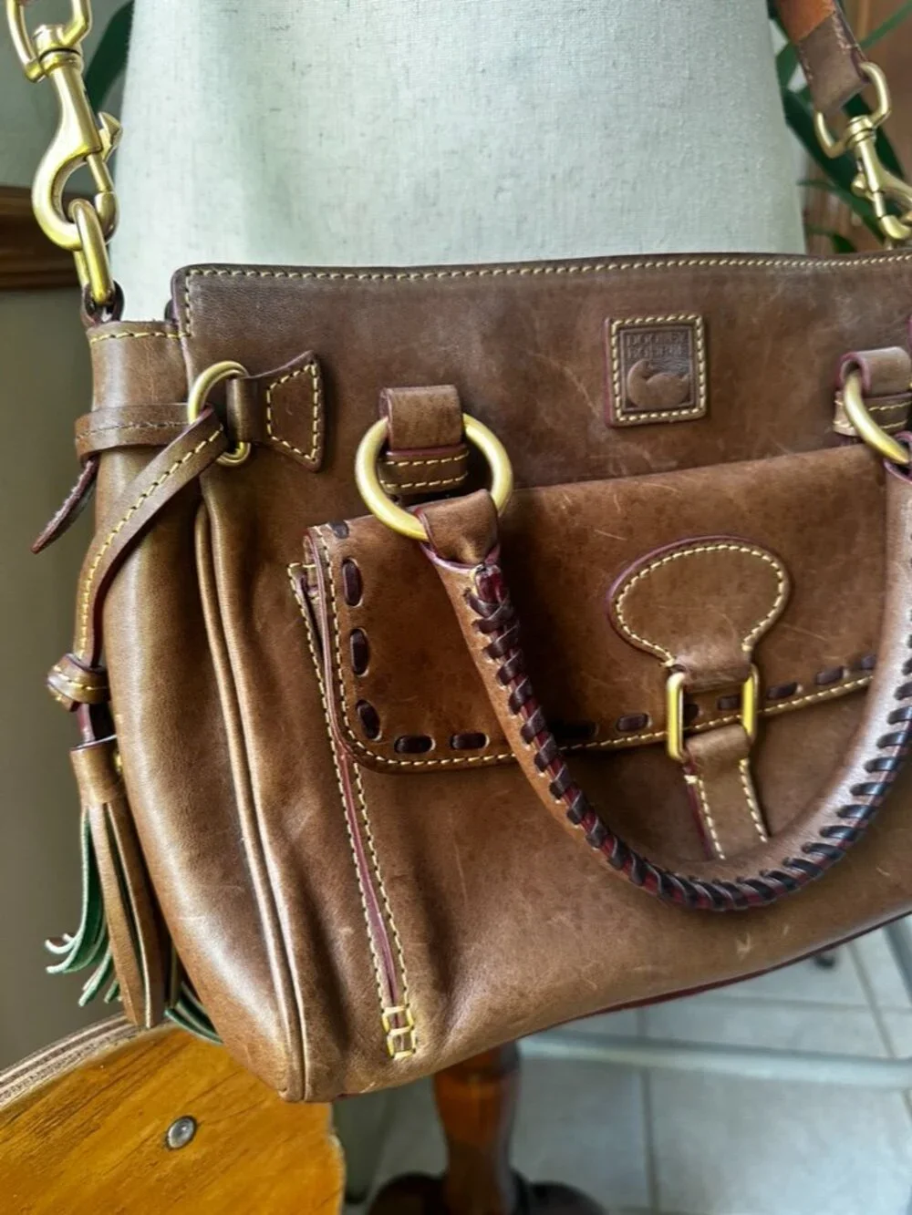 Dooney & Bourke Florentine Leather Satchel Purse, Brown